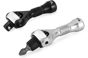 Titan 11332 2-Piece 1/4-Inch Drive x 2-1/4-Inch 90-Tooth Swivel Head Nano Ratchet and Ratcheting Bit Driver Set
