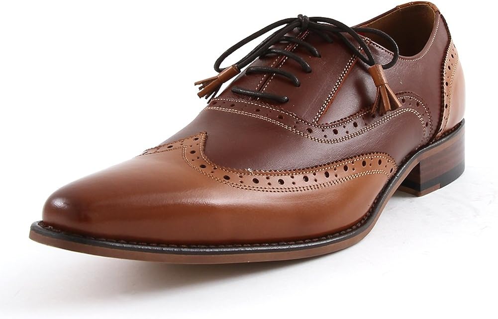 Men's Artisan Two Tone Brown WingTip Oxford Shoes 7 Oxfords