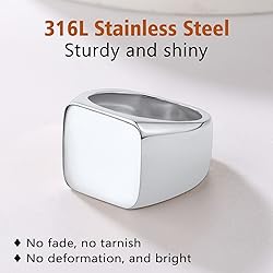 FindChic Square Signet Rings for Men Chunky