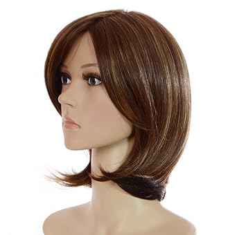 Amazon Com Chestnut Brown Mid Length Bob Hairstyle Monofilament