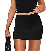 DooMoni Womens Mini Skirt Short Skorts Mid Rise Bodycon Y2k Sexy Pencil Skirts Shorts with Elastic Waist