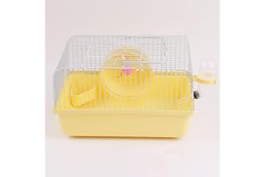 CHUQIANTONG Pet Hamster Cage with Running Wheel Water Bottle Food Basin Portable Carrier House Mice Home Habitat for Going Out, Traveling (Orange)
