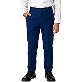 YuanLu Boys Dress Pants for Wedding Toddler Kids School Uniforms Pants with Adjustable Waist Blue Size 2T