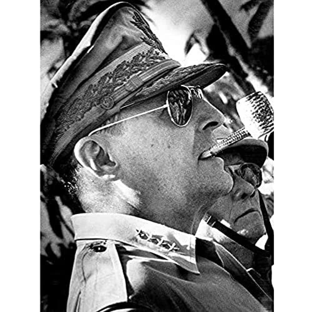 War WWII US General Douglas Dugout MacArthur Pipe Photo Art Print Canvas Premium Wall Decor Poster Mural