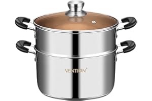 VENTION Induction Steamer Pot for Cooking, 18cm Small Stainless Steel Vegetable Steamer Pot, Couscoussier 2 Liter