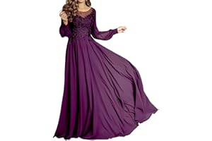 Absyore Plum Mother of Bride Dresses for Women Plus Size Chiffon Elegant Long Sleeve Mother of Groom Dress for Wedding 20W