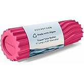 Oceanfoam Ripple Travel Foam Roller (11" x 3.35") Firm Mini Foam Roller for Physical Therapy, Deep Tissue Massage, Back Pain - High Density, Ergonomic Wave Textured, Yoga, Pilates, Exercise (Hot Pink)