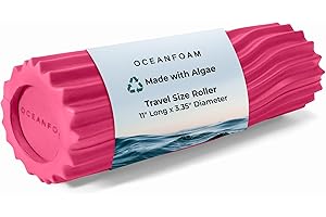 Oceanfoam Ripple Travel Foam Roller (11" x 3.35") Firm Mini Foam Roller for Physical Therapy, Deep Tissue Massage, Back Pain - High Density, Ergonomic Wave Textured, Yoga, Pilates, Exercise (Hot Pink)