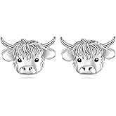 YFN Highland Cow Earrings Sterling Silver Animal Stud Earrings Jewelry Gifts for Women