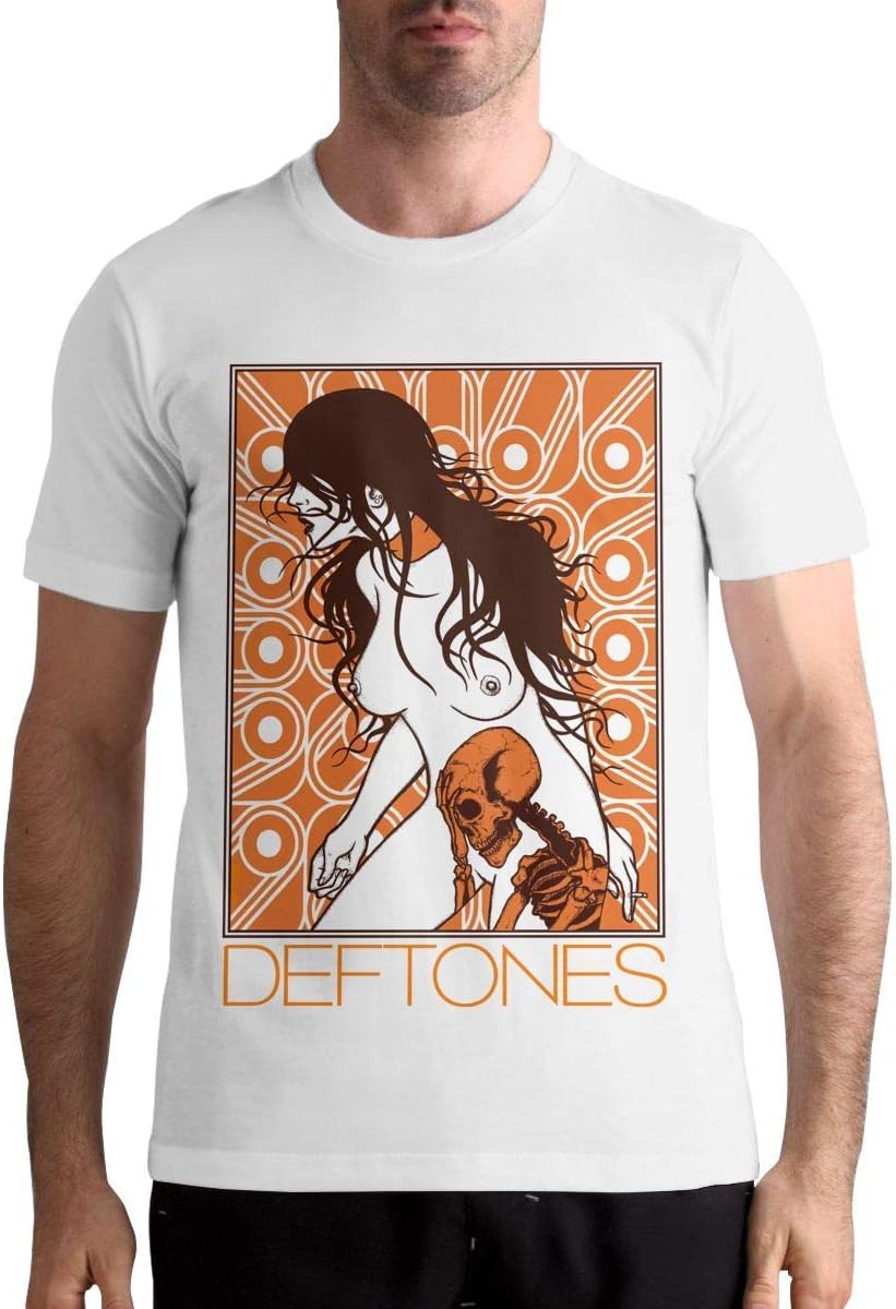 Deftones Art Men Comfortable Short Sleeve Music Band Shirt White 3XL