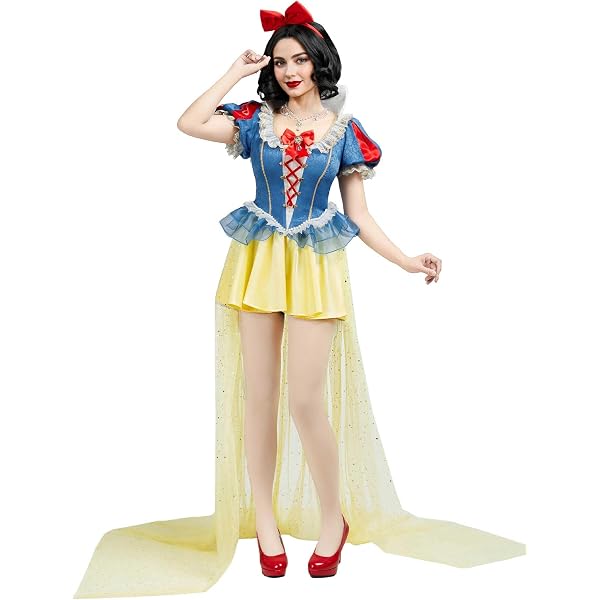 Amazon.com: Blue,M,Women's Snow White Costume Adult Fairy Tale Princess  Costumes Cosplay Carnival Halloween Dress with Headband : Clothing, Shoes &  Jewelry