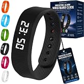 Vibrating Alarm Wristband Clock, Mens Bracelet Smart Digital Watch for Heavy Sleepers, Waterproof Effective Couples Travel Silent Shock Alarm Wake up Wrist Bracelets for Men &amp; Women(A,Standard)