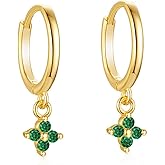 Vinoya Huggie Hoop Earrings for Women Cubic Zirconia Drop Dangle Earrings Yellow/White Gold Plated Hoop Earring Jewelry