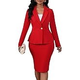 Sexy Skirt Suits for Women Peplum Blazer Top and Midi Pencil Skirts Set Casual Formal Office Church 2 Piece Outfits