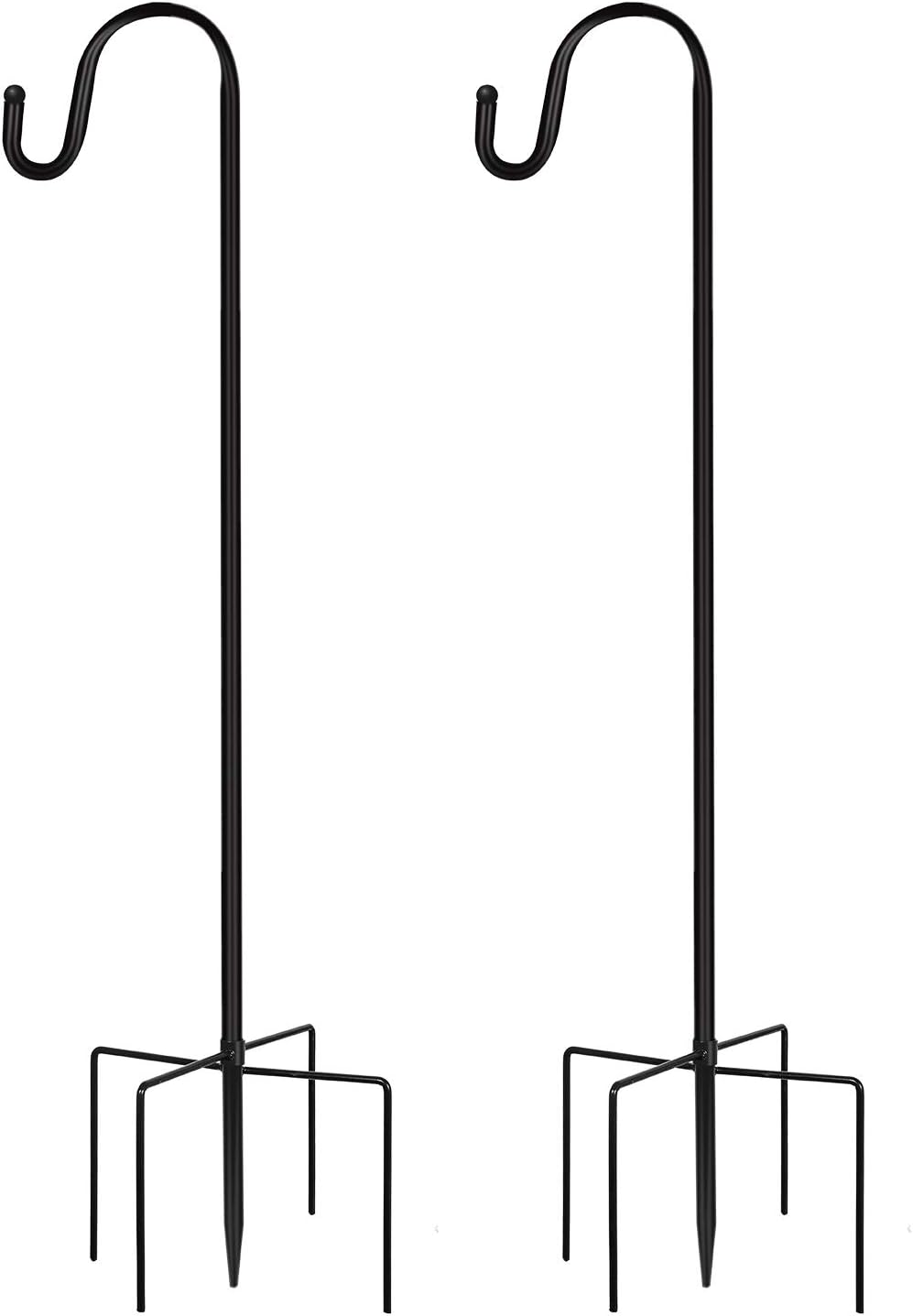 outdoor shepherds hook on Joyseus 2 Pack Shepherd Hook 48 Inch Lanterns Bird Feeders And Wind Chimes Solar Lights 1 2 Inch Thick Heavy Duty Rust Resistant Shepards Hooks Outdoor Hangers For Hanging Plants Outdoor Shepherd S Hooks