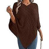 EHSUYAB Women Knit Poncho Sweater, Irregular Hallow Out Cape Top Casual Fashion, Lightweight Knitted Shawl Wraps Fall Winter