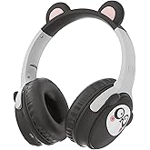 wocdwocd Kids Bluetooth Headphones, 85dB Safe Volume Limit, Stereo,Foldable Cute Up Cat Ear Children,Cartoon Animal Design,Ultra-Soft Over-Ear,Suitable for School & Travel (Black)