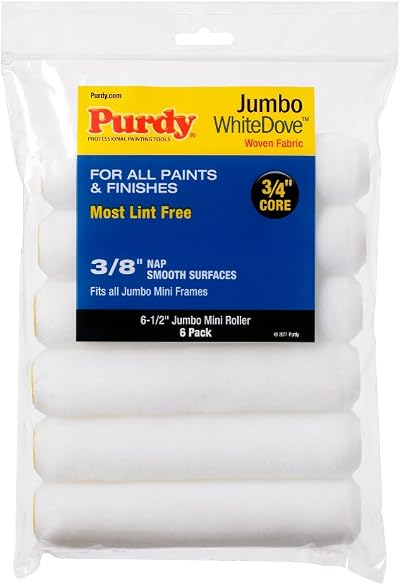 Purdy 140626612 Jumbo Mini White Dove Roller Replacement 6-Pack 6-1/2" x 3/8"