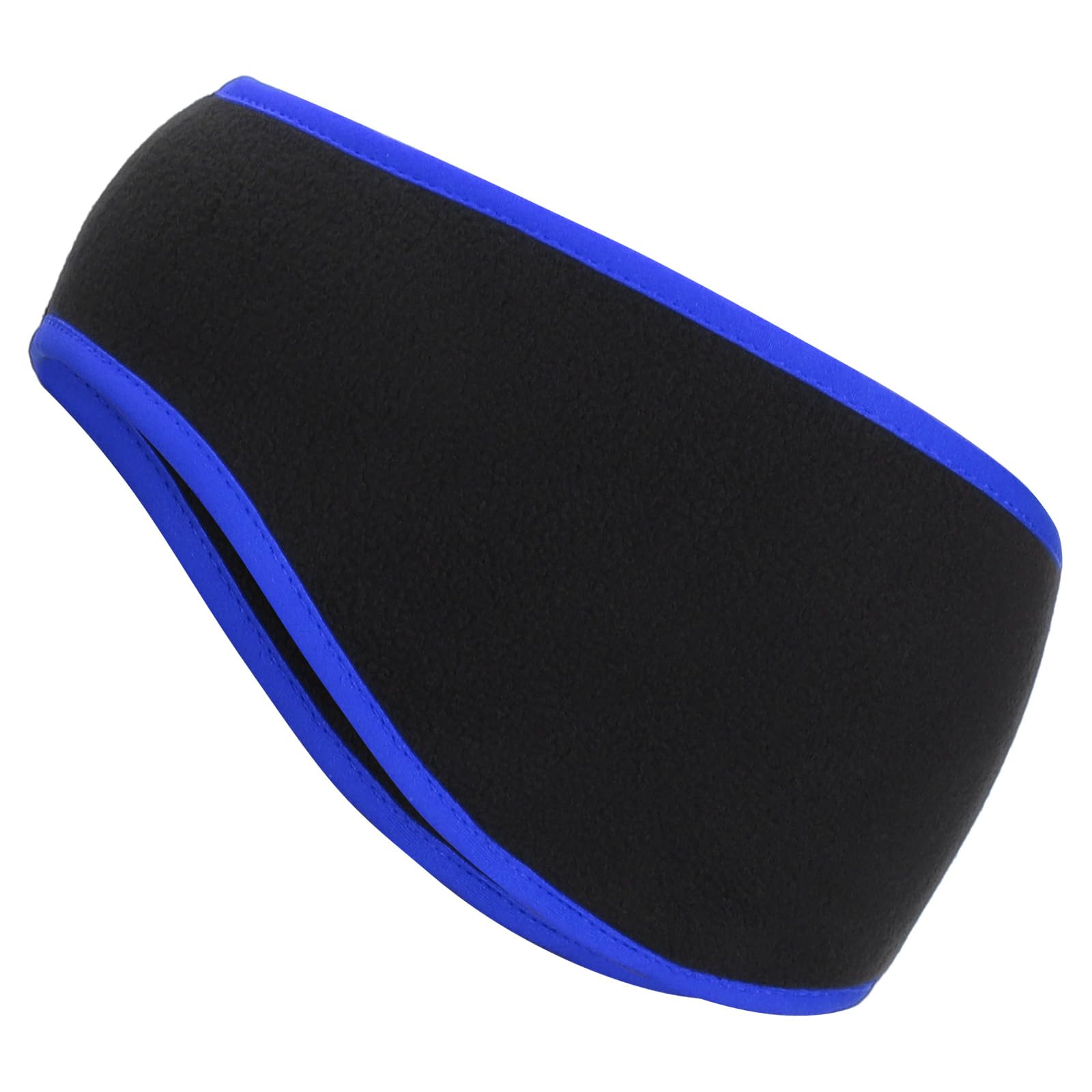 PATIKIL Ear Warmer Headband, Polar Fleece Ear Warmer Winter Stretchy Running Sweatband Outdoor Essential for Running Jogging Walking Skiing, Black with Blue