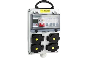 JINDOUZI Power Distribution Box, 110V Electricity Meter Electrical Box with NEMA 5-20 Power Outlet Pane,IP54 Electrical Breaker Socket Distribution Box for Construction Sites, workshops and Factories