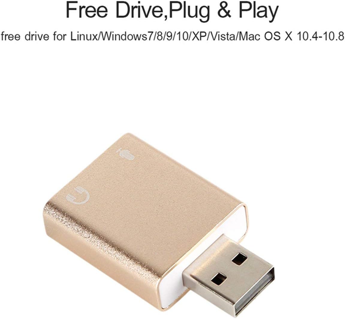 Gaixample Org Components Replacement Parts Computers Accessories Gold Jasnyfall External Usb Audio Sound Card Usb To Jack 3 5mm Converter Headphone Adapter Mic Sound Card Headsets Virtual 7 1 Ch Microphone