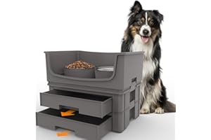 HIKINGO Elevated Adjustable Dog Bowl - Anti-Splash Raised Feeder with Non-Slip Base, Spill-Proof Height Adjustable Pet Food Bowls for Large Medium Small Dogs, Ergonomic Durable Stainless Steel Stand