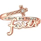 ONEFINITY Cross Rings for Women 925 Sterling Silver Faith Cross Adjustable Ring Christian Spoon Rings Religion Jewelry For Women Daughter Friend
