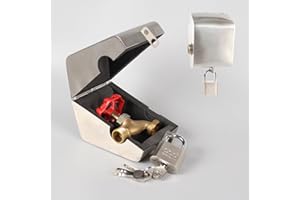 POSNALAND Outdoor Faucet Lock System with Padlock,Insulated Spigot Lock Cover,Hose Bib Lockout,Freeze Protection,Prevents Water Theft and Stops Unauthorized Use of Water,FIT 1/2” & 3/4" Faucet,Stainless Steel