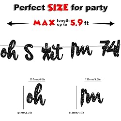 Oh I’m 74! Banner Backdrop Glitter Black Hallo
