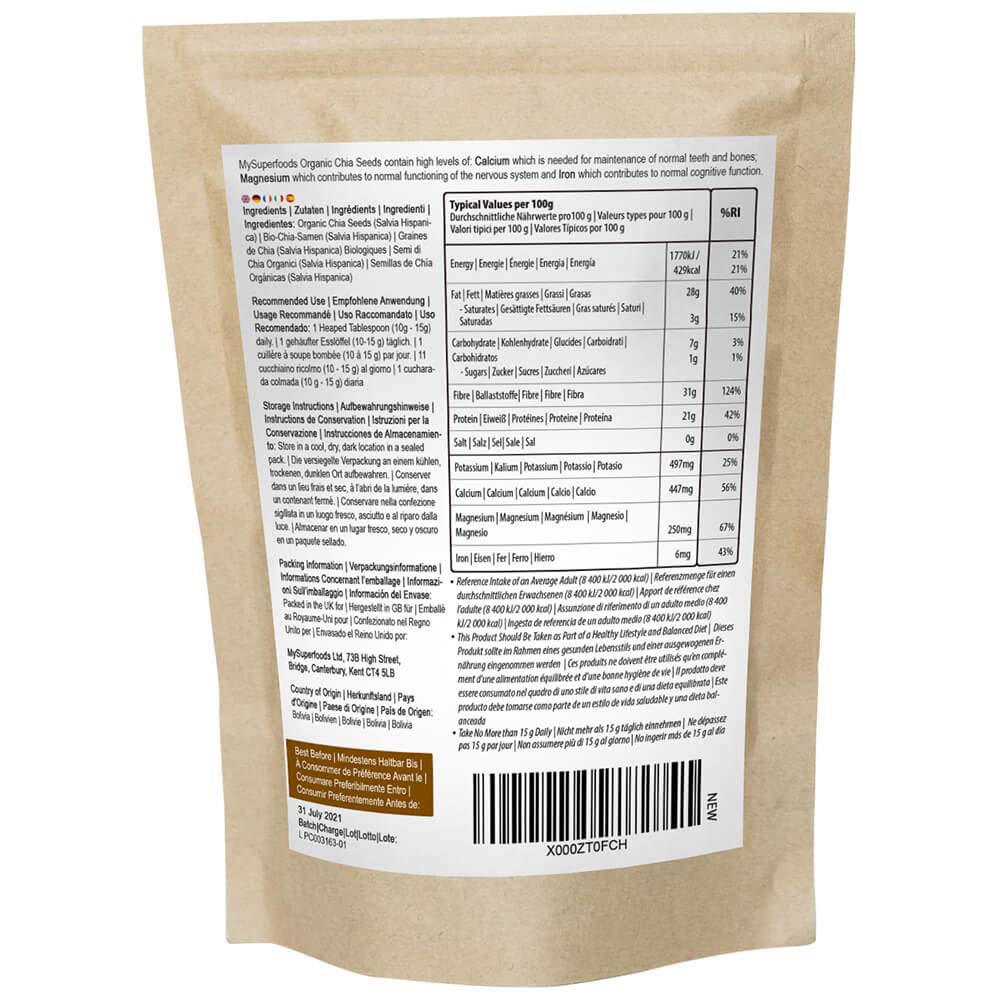 Organic Chia Seeds (500 Gram), MySuperFoods, Bursting with ...