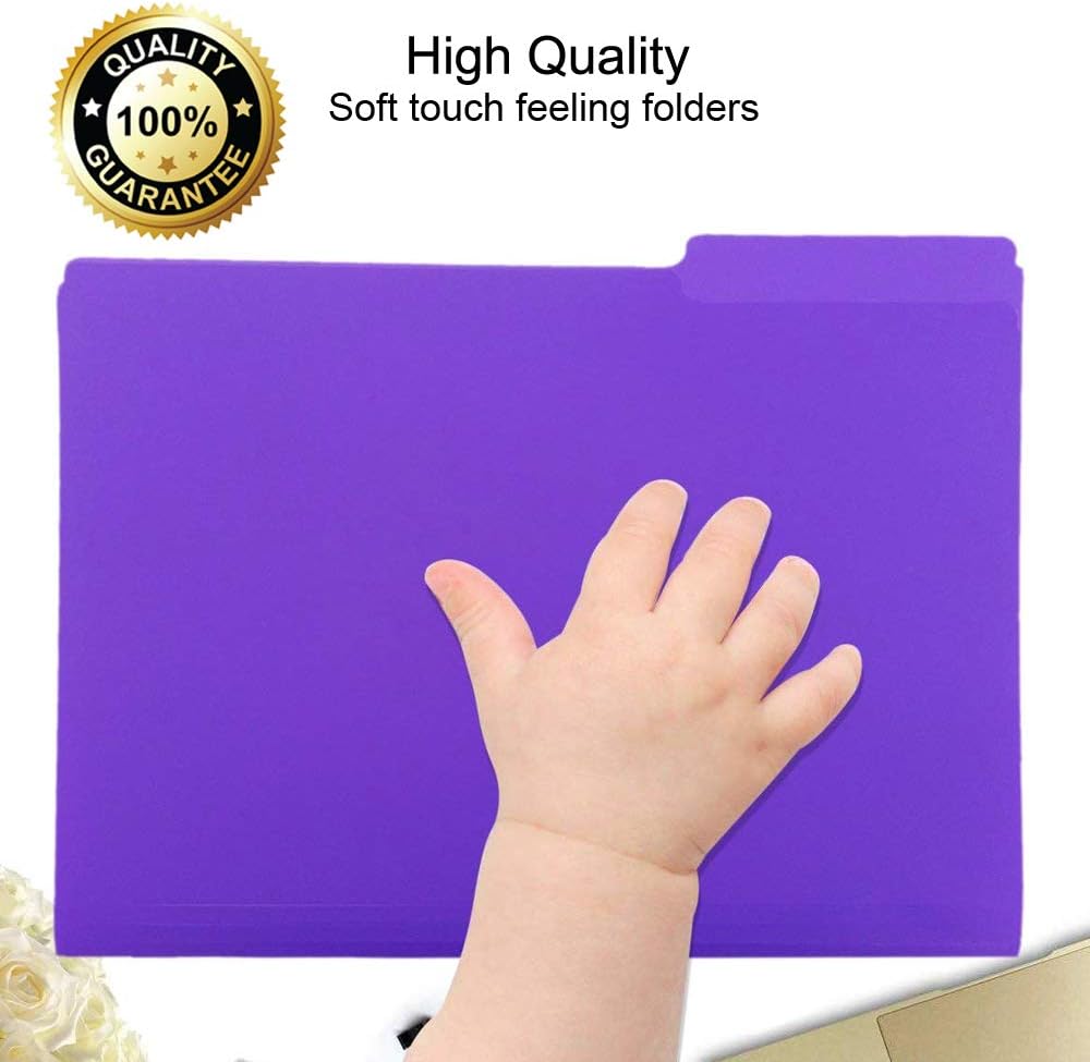 Plastic File Folders 50PCS Heavy Duty Plastic Folders 1/3 Cut Tab Letter Size Assorted Colors for Organizing and Easy File Storage Plastic File Folders Colored : Office Products