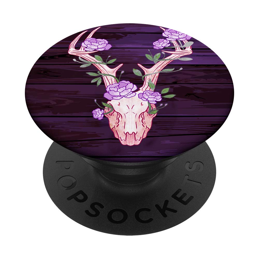 Deer Skull With Flowers Cool Hunt Hunting Hunter Buck Gift PopSockets Grip and Stand for Phones and Tablets