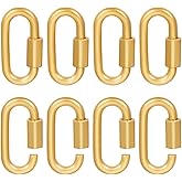 UNICRAFTALE 8Pcs Alloy Oval Screw Carabiner Lock Charms Golden Oval Screw Locking Carabiner Clasp Metal Clip Hook Quick Link for Necklaces Jewelry Making