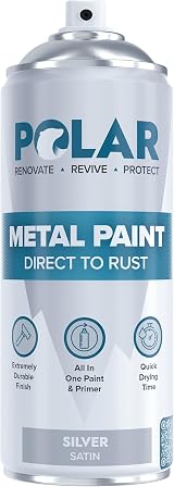 Polar Direct to Rust Satin Silver Metal Spray Paint 400ml 3 in 1