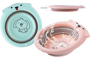 Yutianli 2pk Collapsible Wash Basin,Portable Baby Bottle Wash Basin.Travel Wash Basin Suitable for Kids and Babies Small wash Basin（Dog Style）