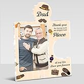 MQCLYSG Dad Gifts from Daughter Son, Thank You Dad Puzzle Picture Frame Daddy Gifts for Birthday Christmas Fathers Day, Display 4x6 Photo