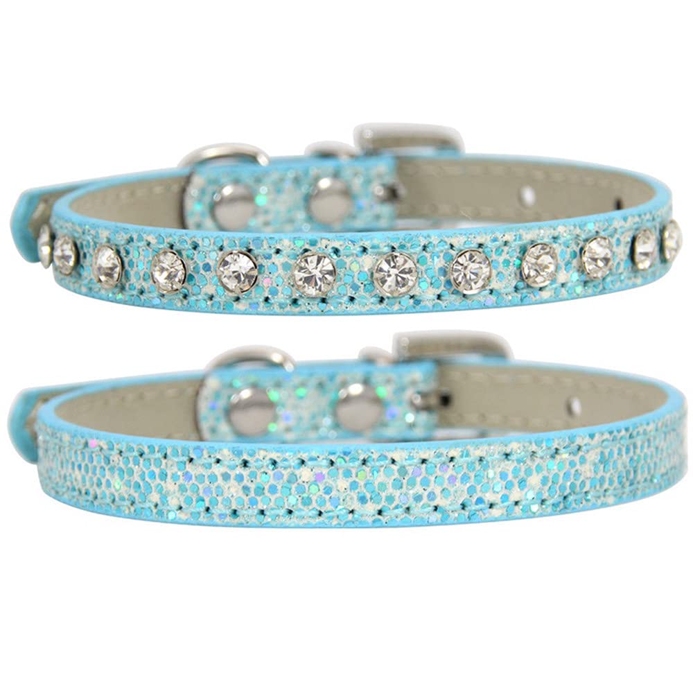 Cat Collar, 2 Ps Glitter Fabric Cat Collar with Diamonds, Adjustable Puppy Collar, Sparkling Collar for Dogs and Cats