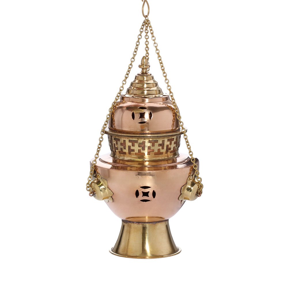 NKlaus Basilica Incense Burner Copper Handmade Deco Esoteric gold brown new 1556