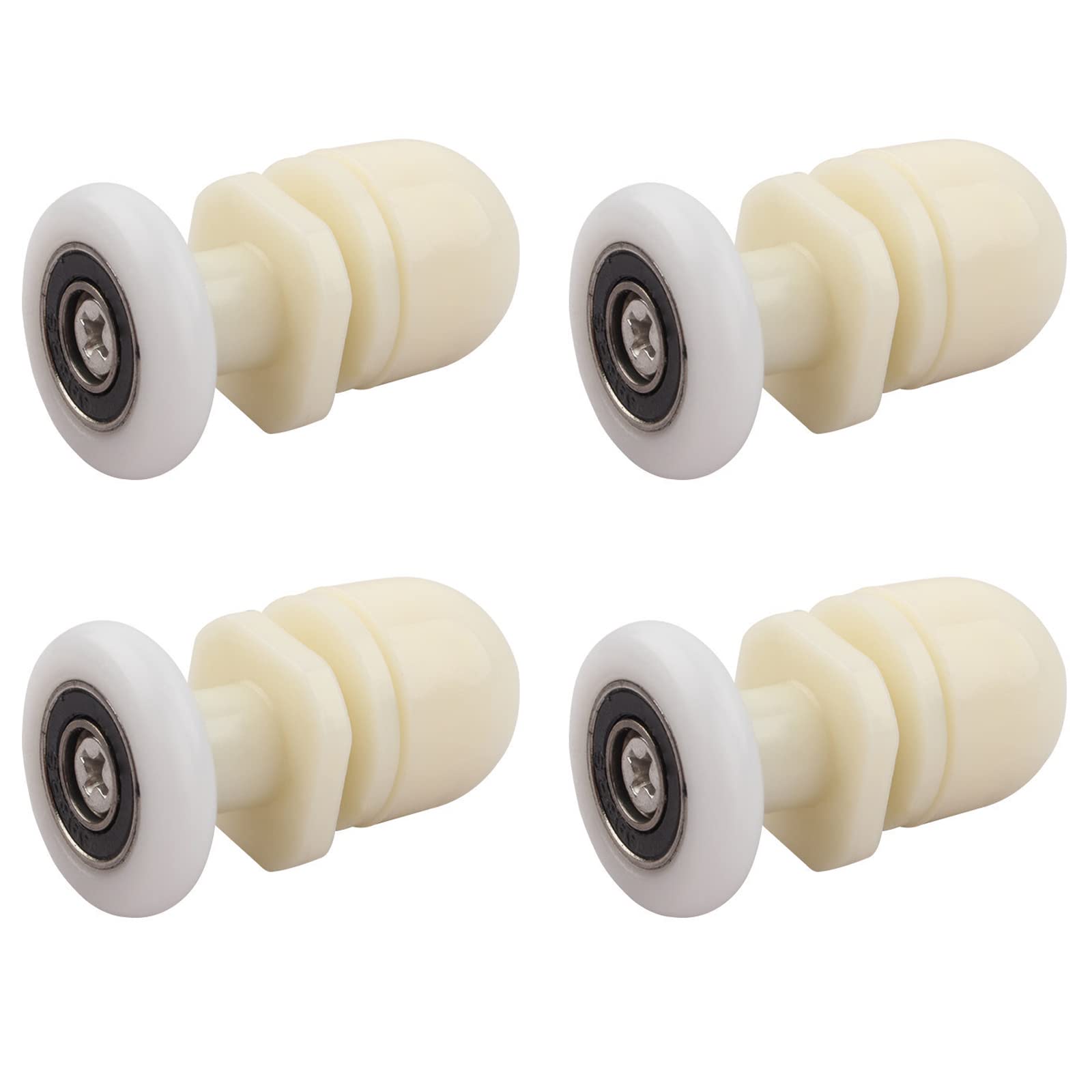 Qikuver 4PCS Shower Door Rollers, Copper Rod Pulley, for The Bathroom Glass Sliding Door Pulleys/Wheels, Strong Load-Bearing Capacity, Ultra-Quiet Shower Glass Door Rollers Replacement (19MM)