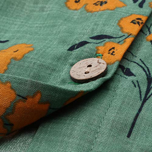 YEZIJIN Women Plus Size Print Pocket Bandage Casual Linen O-Neck Blouse T-Shirt Tops Blouse Tee Under 10 Dollars Green