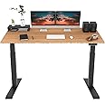 FLEXISPOT E8 Dual Motor 3 Stages Bamboo Electric Standing Desk 78x30 Inch Oval Leg Whole-Piece Board Height Adjustable Desk Electric Stand Up Desk Sit Stand Desk (Black Frame + Bamboo Desktop)
