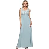Alex Evenings Womens Long Empire Waist, Two Piece Mother of The Bride Dress with Lace Jacket