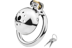 Chrontier Chastity Device Stainless Steel Male Briefs Penis Cock Cage with Lock Penis Ring Chastity Belt Restraint Bondage Fe