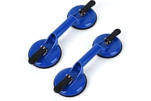 FCHO Suction Cups Heavy Duty Aluminum Vacuum Plate Handle Glass Holder Hooks to Lift Large Glass/Tile Lifter/Moving Glass/Pad for Lifting/Dent Puller (Blue,2 Pack)