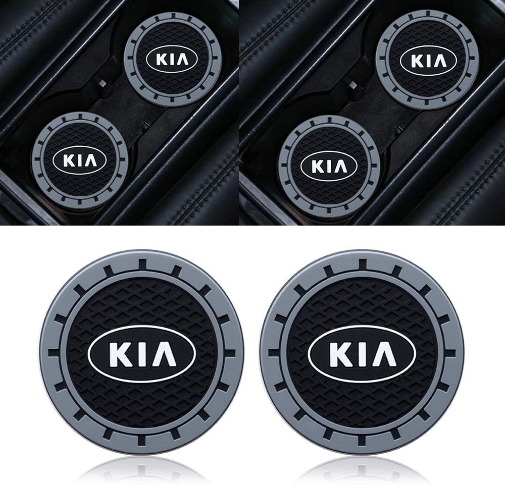 Goshion Auto Sport 2.75 Inch Diameter Oval Tough Car Logo Vehicle Travel Auto Cup Holder Insert Coaster Can 2 Pcs Pack Fit Ki-a Accessory
