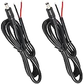 Jienk 2Pcs 3FT 14AWG 15A 12V DC Power Pigtails Cable, 5.5mm x 2.1mm Male Barrel Jack Plug to Bare Wire Open End Repair Cable for CCTV Security Camera,DVR,LED Strip Light Power Supply Replacement