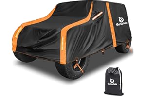 Sunwhale Car Cover for Jeep Wrangler 2 Door Waterproof Car Cover with Driver Door Zipper - All Weather Protection Outdoor Car Cover Snow Sun Rain Hail Fits 1992-2023 Jeep JK JL CJ YJ TJ