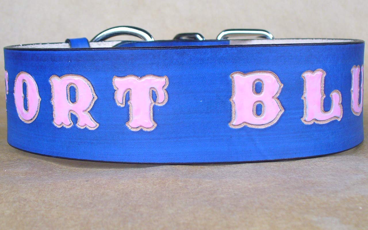 Blue Personalized Leather Collars for Big Dogs Extra Large Dog Collar 2