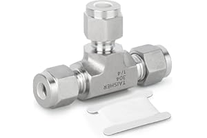 TAISHER 2PCS Forging of 304 Stainless Steel Compression Tube Pipe Fitting Connector(Thread Silver Plated), 1/4" Tube OD x 1/4" Tube OD x 1/4" Tube OD Tee Adapter