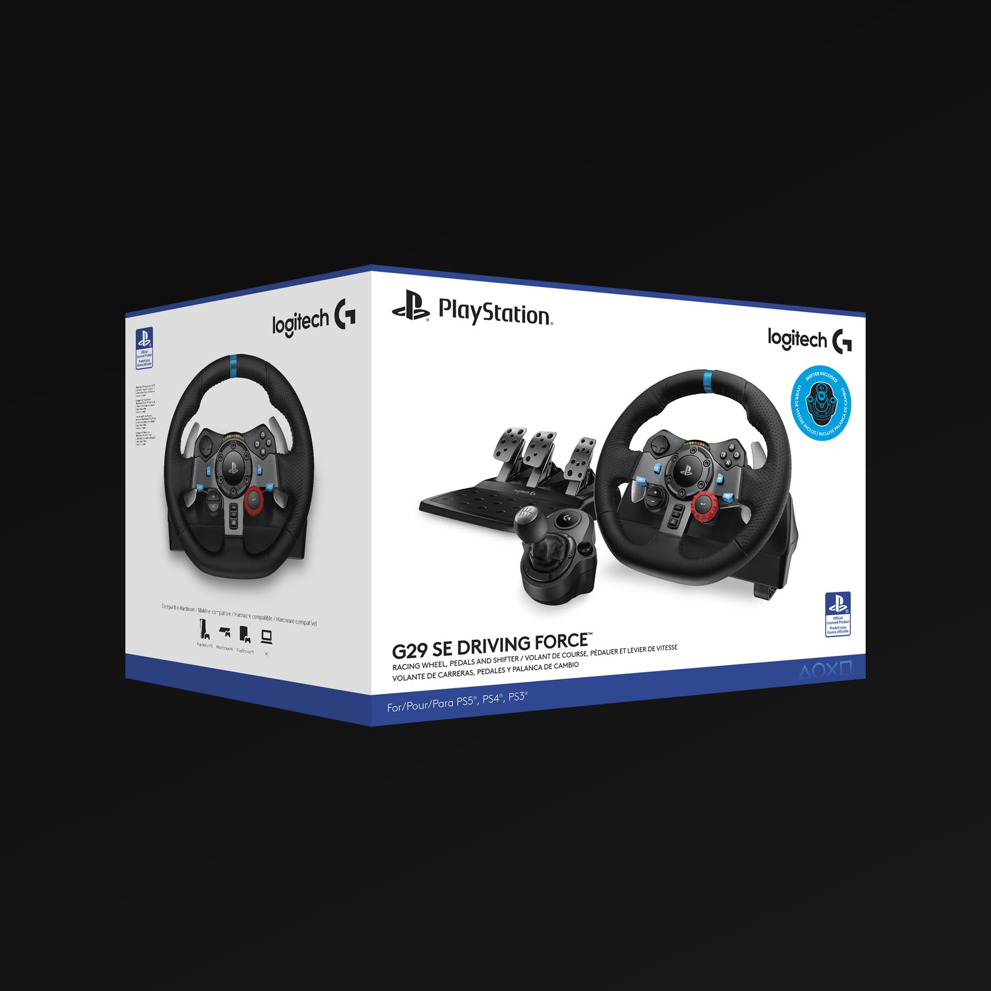 Logitech G G29 SE Driving Force Racing Wheel and Pedals, Force Feedback, Real Leather + Logitech G Driving Force Shifter - Sim Steering Wheel, Pedals, Gear stick for PS5, PS4 and PC, Mac - Black
